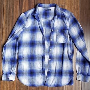 American Eagle Blue Plaid Flannel